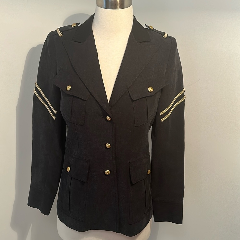 Smythe Military Style Blazer 2. Black Collar Charcoal body